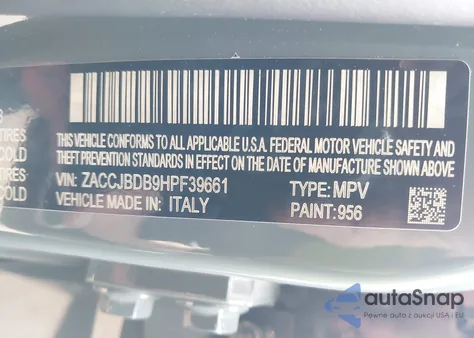 2017 Jeep Renegade Limited 4X4 from USA, damaged, VIN ZACCJBDB9HPF39661